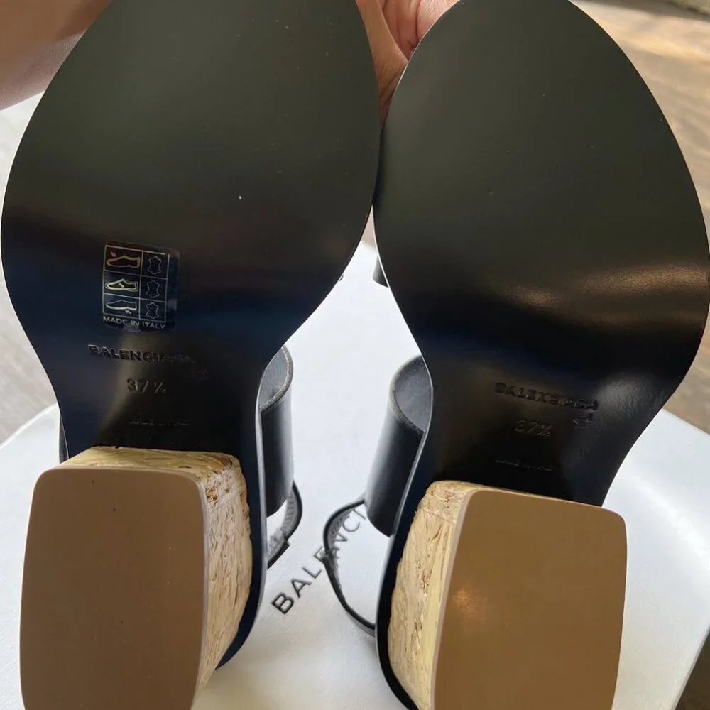 Balenciaga Black with Cork heels Sandals - Brand New!! Shoes - Picture 4 of 5